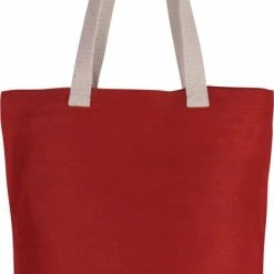 Beste recensies van ❤️ Uitgang 😀 Merkloos Jute Canvas Katoenen Schoudertasje In Het Rood 38 X 42 Cm Met Lange Ecru Hengsels - Boodschappentassen - Goodie Bags 👍 🎁