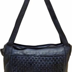 Aanbiedingen 🛒 Coupon ⌛ Schoudertas - Dames Tassen - Donkerblauw Gevlochten Leer - Arrigo 🌟 🛒