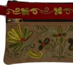 Begroting 😍 Hete verkoop 🥰 Merkloos Dames Polstas Bruin Suède Leer Met Geel-roodkleurig Handborduurwerk 😀 💯