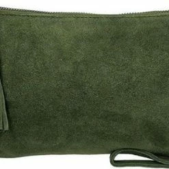 Goedkoop ๐ Nieuw ๐ฏ Charm Suède Clutch / Avondtasje Donker Groen โค๏ธ ๐คฉ