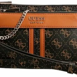 Beste deal 😉 Nieuw 🔥 Guess Kasinta Double Zip Pouch Dames Crossbodytas - Bruin 👏 ❤️