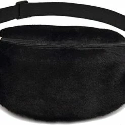 Aanbiedingen 🎁 Goedkoop 🎁 Heuptas - Fluffy Zwart | Pluche / Polyester | 31 X 15 Cm | Fashion Favorite ✨ 🧨