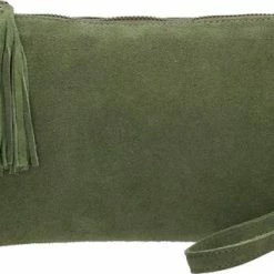 Goedkoop 🛒 Nieuw 💯 Charm Suède Clutch / Avondtasje Donker Groen ❤️ 🤩 -Tassen-dames Verkoop 550x319 1