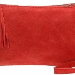 Beste Pirce ✨ Kopen 🎉 Charm London Brixton Suede Leren Clutch / Avondtasje - Rood 🌟 🥰 -Tassen-dames Verkoop 550x321