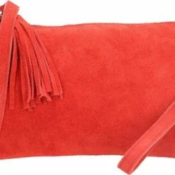 Beste Pirce โจ Kopen ๐ Charm London Brixton Suede Leren Clutch / Avondtasje - Rood ๐ ๐ฅฐ