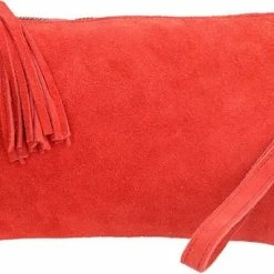 Beste Pirce ✨ Kopen 🎉 Charm London Brixton Suede Leren Clutch / Avondtasje - Rood 🌟 🥰 -Tassen-dames Verkoop 550x342 2