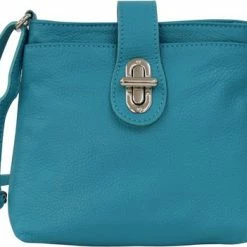 Nieuw 🥰 Top 10 ❤️ AmbraModa Italiaans Echt Lederen Handtas Schoudertas Crossbody Tas Citybag Crossover Voor Vrouwen GL007 Aquamarijn 💯 ✔️