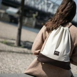 Promo 💯 Coupon ⌛ YATTA Stevige Canvas Rugzak Met Trekkoord/rijgkoord, Binnenzak Met Rits En Kunstleren Bodem - Koffiebruin/Beige 🎉 ⭐ -Tassen-dames Verkoop 550x365 4