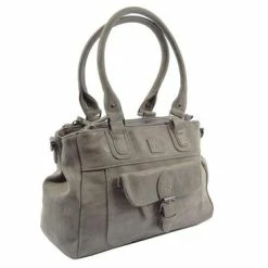 Goedkoop 👍 Gloednieuw 😉 Bicky Bernard Omhang Schoudertas Ritsvakjes Trendy Tas - Cognac - Grijs 👏 🛒