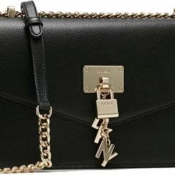 Aanbiedingen 🛒 Uitgang ⭐ DKNY Elissa Black Gold-coloured Schoudertas - 🤩 🤩 -Tassen-dames Verkoop 550x387 1