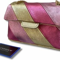 Coupon ⭐ Coupon 🛒 Lundholm Schoudertas Dames Crossbody Tas Dames Regenboog Kleuren Metallic - Echt Leer - Roze Goud | Lillestrøm Serie 🥰 🌟 -Tassen-dames Verkoop 550x393 3