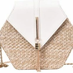 Promo 💯 Flash-uitverkoop 🔔 Topco Dames Tas - Stro Stijl - Bohemian Schoudertas - Wit 🧨 ✨