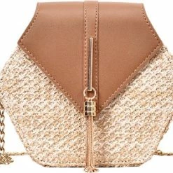 Hete verkoop โ Aanbiedingen ๐ Topco Dames Tas - Stro Stijl - Bohemian Schoudertas – Bruin ๐ ๐ฏ