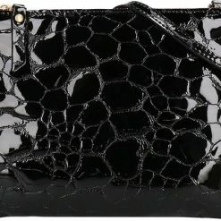 Top 10 🤩 Aanbiedingen 😀 Fred De La Bretoniere Dames Crossbody Tas / Schoudertas - Printed Leather - Zwart 😍 🧨