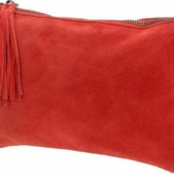 Beste Pirce ✨ Kopen 🎉 Charm London Brixton Suede Leren Clutch / Avondtasje - Rood 🌟 🥰 -Tassen-dames Verkoop 550x427 4