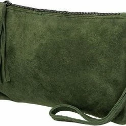 Goedkoop 🛒 Nieuw 💯 Charm Suède Clutch / Avondtasje Donker Groen ❤️ 🤩 -Tassen-dames Verkoop 550x434 3