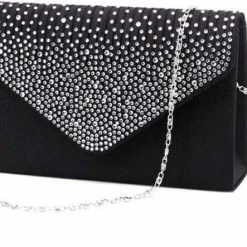 Flash-uitverkoop 😍 Hete verkoop ✨ Fiory Handtas Zwart Satijn | Model X54| Schouder/handtas| Satijn| 21x13x5 Cm| Met Schouderketting| Zwart 🧨 😀