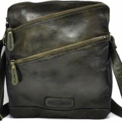 Coupon 🎁 Hete verkoop ⭐ HillBurry Stoere Schoudertas-Crossbodytas - Gewassen Leer Kaki - Veel Opbergruimte - Handig En Praktisch Voor Dagelijks Gebruik - B24 Cm X H27 Cm 🛒 🔔