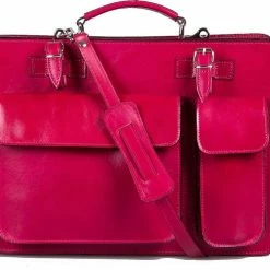 Goedkoop 🥰 Hete verkoop 🎁 Schooltas Of Aktetas Groot "model Geneva" , Rose Italiaans Leer By Viabologna 🛒 👏