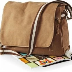 Goedkoop 🥰 Kopen 🛒 Quadra Vintage Canvas Schoudertas Sahara Qd610 🥰 😉