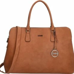 Beste Verkoop 🤩 Goedkoopste ⌛ Charm London Bromley Schoudertas / Laptoptas - 15,6 Inch - Cognac 🤩 ❤️