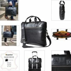 Uitgang ⭐ Goedkoopste ✔️ ACROPAQ Laptoptas - 15.6 Inch, Leer, Bestand Tegen Water En Slijtage - Computertas - Zwart ✨ 👏 -Tassen-dames Verkoop 550x532 9