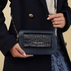 Nieuw 🎁 Beste Verkoop ⭐ Isabel Bernard Femme Forte Dames Crossbody Tas Leer - Blauw 🧨 👏 -Tassen-dames Verkoop 550x550 457