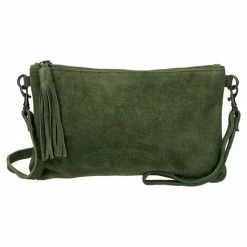 Goedkoop 🛒 Nieuw 💯 Charm Suède Clutch / Avondtasje Donker Groen ❤️ 🤩 -Tassen-dames Verkoop 550x550 497