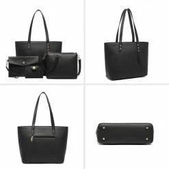 Kopen 🌟 Promo 🌟 Miss Lulu Handtas | Crossbodytas | Clutch | Portemonnee - Damestas 4-delige Set - Kunstleer - Grote Capaciteit - Zwart (LG6931 BK) 😉 🔥 -Tassen-dames Verkoop 550x550 697