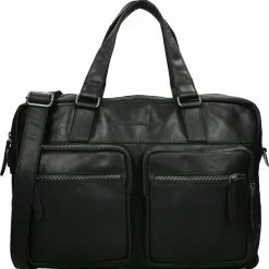 Uitgang ✨ Beste Verkoop 🎉 Chesterfield Misha Leren Laptoptas - 17 Inch - Zwart 😀 🌟