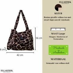 Aanbiedingen 💯 Coupon 🔥 Ellastiek Tas - Tassen Dames - Bruin Giraffe - XL Shopper - Met Binnenvakje 🛒 🌟 -Tassen-dames Verkoop 550x557 12