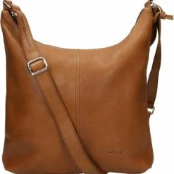 Promo 🎉 Hete verkoop ⭐ Saccoo Kleine Schoudertas / Crossbody Tas Dames - Leer - Caracas - Cognac 🛒 👍