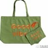 Nieuw ⌛ Aanbiedingen 🎉 Merkloos Tavas Katoenen Tasje Draagtas Groen 50x32 Cm Good Vibes Tote Bag Tas Shopper Boodschappentas Schoudertas 🧨 ⭐