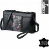 Beste Pirce 😀 Hete verkoop 🛒 LaGloss ECHT LEDER Damestas Bloemen Print 1 - Luxe Zacht Leren Crossbody Handtas - Zwarte Schoudertas - Clutch - 23 X 14 Cm 🌟 ⭐