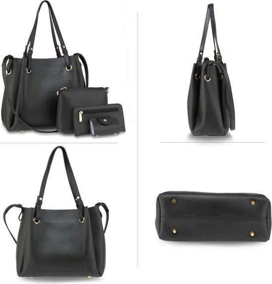 Flash-uitverkoop β Uitgang π Anna Grace Dames Schoudertas Zwart 4-delig Schoudertas, Heuptas, Portemonnee, Pasjes Mapje π β 4 Flash-uitverkoop β Uitgang π Anna Grace Dames Schoudertas Zwart 4-delig Schoudertas, Heuptas, Portemonnee, Pasjes Mapje π β - Afbeelding 4