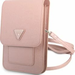 Gloednieuw 🎁 Flash-uitverkoop 😉 Guess 7 Inch Saffiano Wallet Bag - Roze - Triangle ⭐ 🔔