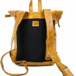 Beste Verkoop 🎉 Coupon 🔔 Bear Design Pergola - Leren Laptop Rolltop Rugzak - 13 Inch - Oker Geel 🤩 ✔️ -Tassen-dames Verkoop 550x607 4