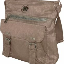 Aanbiedingen 😉 Top 10 ✔️ Enrico Benetti Crinkle Omhang Schoudertas Taupe Met Veel Ritsvakken Trendy Tas ✨ ⌛