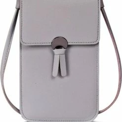 Begroting 😀 Nieuw 🎁 Amodi - Mobiele Telefoon Tasje - Crossbodytas - Telefoontasje - Vrouwen - Licht Grijs - 20 X 12 X 0.50 (H X B X D) 🤩 🌟