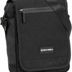 Beste Verkoop 🔥 Uitgang 🎁 New Rebels® Solar - Schoudertas - Zwart - Waterbestendig - 17x6x22cm 🧨 ✔️