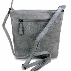 Groothandel 🔔 Beste deal 🛒 Metz Lederwaren Metz Lederen Crossbody Schoudertasje Met Ritsvakjes Grijs Leer ✔️ 🧨 -Tassen-dames Verkoop 550x633 1