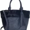 Promo 👏 Beste recensies van 🥰 Dudlin Hand & Schoudertas Navy Blauw Fake Fur Met Leuke Hanger Trendy Tas 🔥 👏