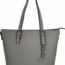 Promo ⌛ Beste Pirce 🔥 Qischa® Schoudertas Saffiano - Eleganci - Extra Hoog - Geschikt Voor A4 Grijs. Ideaal Te Gebruiken Voor School Of Werk. ❤️ ❤️