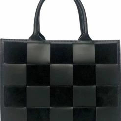 Nieuw 🎁 Aanbiedingen ⭐ TOUTESTBELLE - Leren Handtas Met Schouderriem Suede Leer Gevlochten - Dames - Leer - Zwart 🤩 🤩