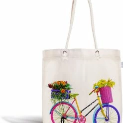 Begroting 🔔 Aanbiedingen ⌛ De Groen Home Bedrukt Strandtas Fiets - Hobbytas - 45x50 - Schoudertas - Dames Tas Met Rits - Canvas Damestassen ✨ 🔔