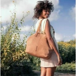 Beste Pirce 😉 Korting 🧨 Shabbies Amsterdam Shabbies Grote Schoudertas / Crossbody Tas Dames - Leer - Nubuck Leather - Beige 💯 ⌛ -Tassen-dames Verkoop 550x681 2