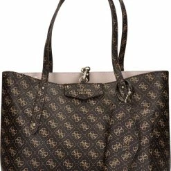 Nieuw ⌛ Beste Pirce 😍 Guess Eco Brenton Dames Tas - Bruin Multi - Maat Geen 💯 😍