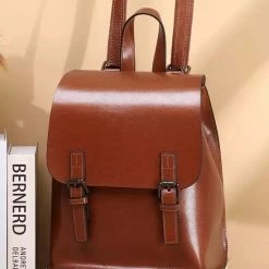 Gloednieuw 🤩 Groothandel ❤️ Hugh's Vrouwen Lederen Rugzakken, Vintage Vrouwelijke Schoudertas, Reizen Rugzak L, Leather Women 🎒 🎒 Backpack 🛒 🤩