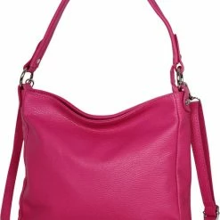 Goedkoop ✨ Groothandel 🛒 AmbraModa GLX35 - Italiaans Handtas Schoudertas Crossbodytas Van Echt Leer Fuchsia 😀 🎁