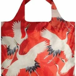 Beste Verkoop 🎁 Beste deal 🥰 LOQI WOMAN'S HAORI White And Red Cranes Bag 😉 ⌛